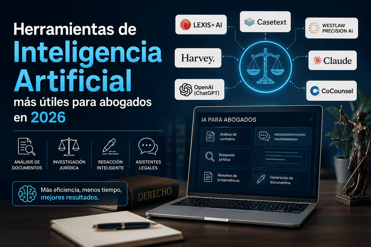 Abogado peruano interactuando con interfaz de IA especializada en análisis jurídico sobre laptop moderna
